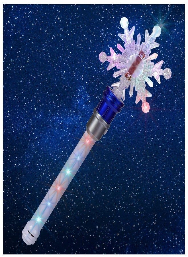 Fleeting Time Light Up Frozen Snowflake Wand- Snowflake Spinning Wands,Magic Wand Rotating Toy for Girls and Boys, Magic Princess Sensory Toys,Christmas & Birthday Gift (Blue) - Image 1